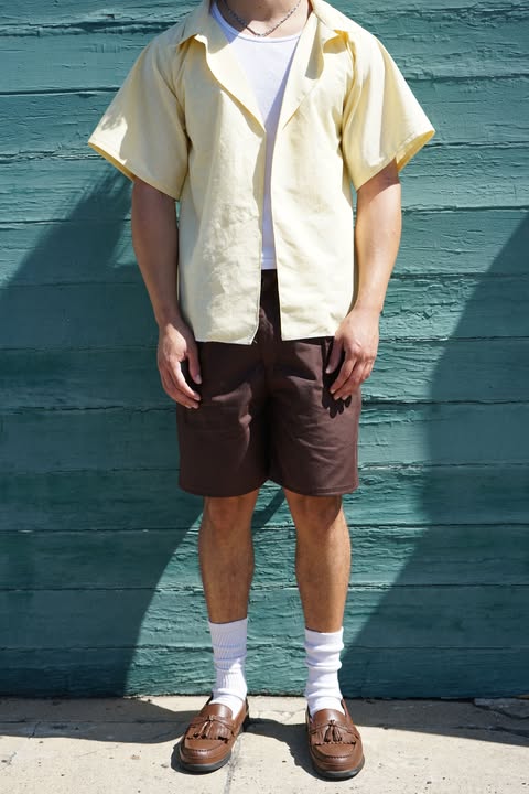 Chocolate Twill Pleated Shorts